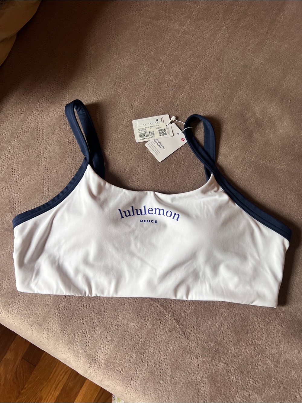 lululemon athletica White and Navy Deuce Bralette